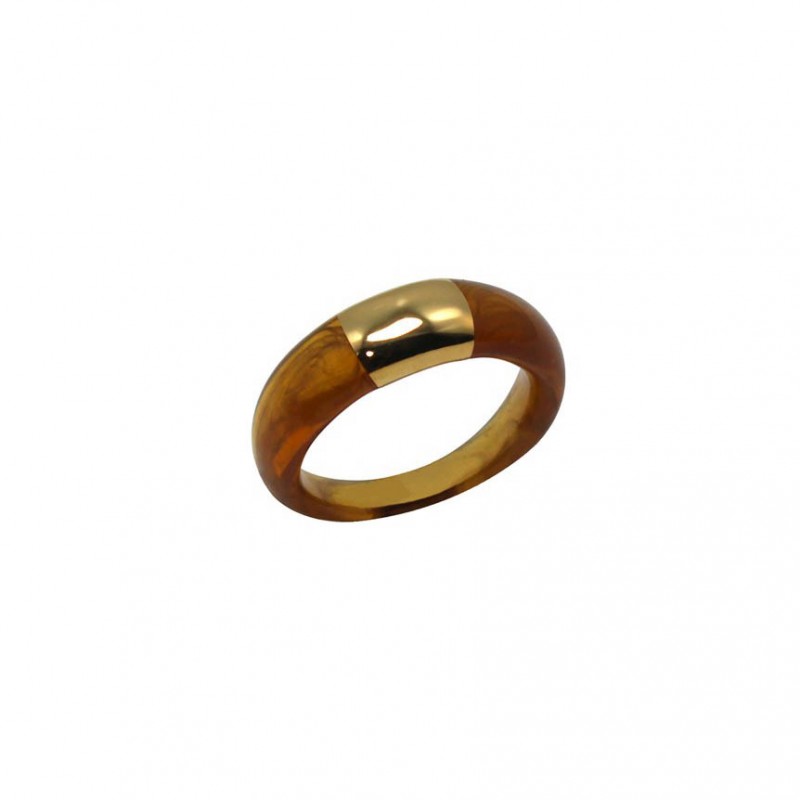 Bague TORTOISE SHELL résine MIEL AMBRE - Décor doré LUCAS JACK