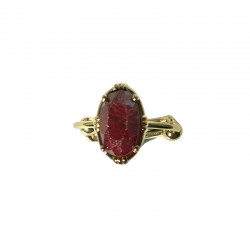 Bague ajustable Or - Pierre Sillimanite rouge ovale