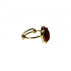 Bague ajustable Or - Pierre Sillimanite rouge ovale