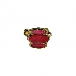 Bague ajustable Or - Trois pierres Barrettes Quartz fraise