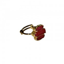 Bague ajustable Or - Trois pierres Barrettes Quartz fraise