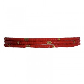 Bracelet élastiqué multi-rangs NOHA RED LOVE - Miyukis rouges & Perles dorées - belle Mais Pas Que