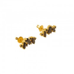 Boucles d'oreilles puces CRYSTAL Or - Cascade de cristaux noirs