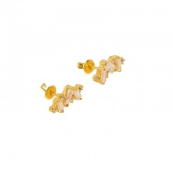 Boucles d'oreilles puces CRYSTAL Or - Cascade de cristaux blancs