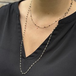 Collier de pierres court INDE GRADIENT Or - Blanc, gris & noir