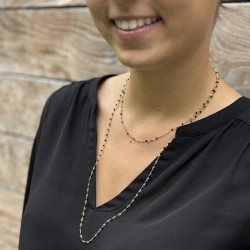 Collier de pierres court INDE GRADIENT Or - Blanc, gris & noir