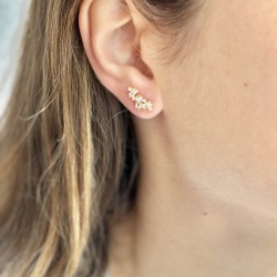 Boucles d'oreilles puces CRYSTAL Or - Cascade de cristaux blancs