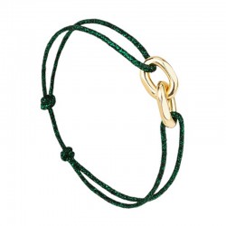 Bracelet UNION KIRENIA Cordon lurex vert pailleté - Maillons plaqué or - Le Vent à la Française