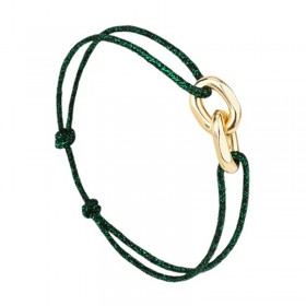 Bracelet UNION KIRENIA Cordon lurex vert pailleté - Maillons plaqué or - Le Vent à la Française