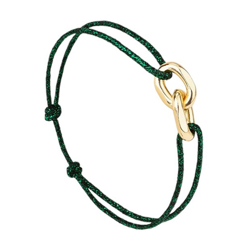 Bracelet UNION KIRENIA Cordon lurex vert pailleté - Maillons plaqué or - Le Vent à la Française