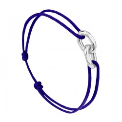 Bracelet mixte UNION SANTORIN Cordon bleu roi - Maillons plaqué argent - Le vent à la Francaise