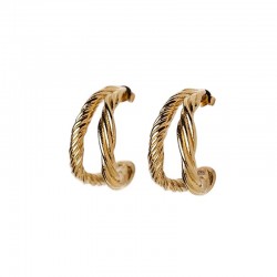 Boucles d'oreilles créoles MIRTHA DORE - Doubles anneaux torsadés CHIC ALORS