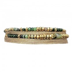 Bracelet multirangs RIM 2 - Cordons, Spinelle vert brillant & Rubis zoisite BELLE MAIS PAS QUE