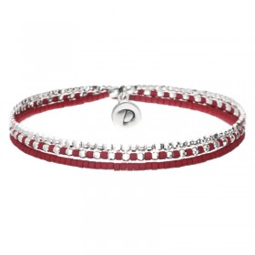 Bracelet élastique triple tours HEAVEN en argent - Perles miyukis rouge DORIANE BIJOUX