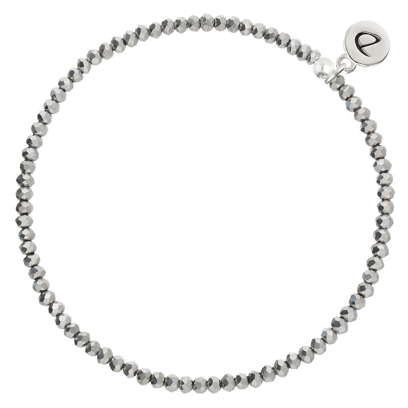 Bracelet élastique GRIS - Perles de verre DORIANE BIJOUX