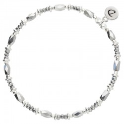 Bracelet élastique en argent GRIS ELEGANCE PURE - Perles de verre DORIANE BIJOUX