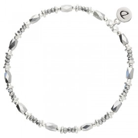 Bracelet élastique en argent GRIS ELEGANCE PURE - Perles de verre DORIANE BIJOUX