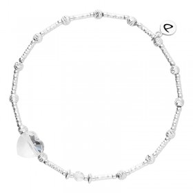 Bracelet élastique en argent - Coeur en Cristal Swarovski transparent DORIANE BIJOUX