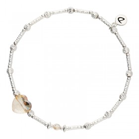 Bracelet élastique en argent - Coeur en Cristal Swarovski beige DORIANE BIJOUX