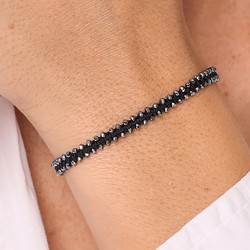 Bracelet cordon noir LE MAGNIFIQUE - Macramé & Pierres fines Terahertz