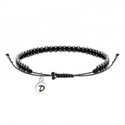 Bracelet cordon noir LE MAGNIFIQUE - Macramé & Pierres fines Terahertz