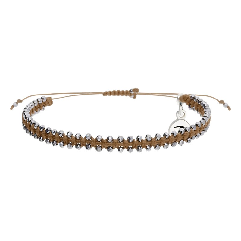 Bracelet cordon marron LE MAGNIFIQUE - Macramé & Pierres fines Terahertz DORIANE BIJOUX