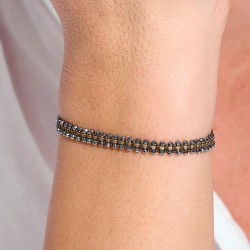 Bracelet cordon marron LE MAGNIFIQUE - Macramé & Pierres fines Terahertz