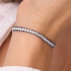 Bracelet cordon blanc LE MAGNIFIQUE - Macramé & Pierres fines Terahertz