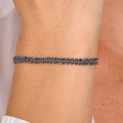 Bracelet cordon gris LE MAGNIFIQUE - Macramé & Pierres fines Terahertz