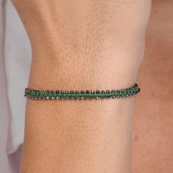 Bracelet cordon kaki LE MAGNIFIQUE - Macramé & Pierres fines Terahertz