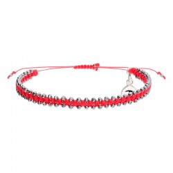 Bracelet cordon rouge LE MAGNIFIQUE - Macramé & Pierres fines Terahertz DORIANE BIJOUX