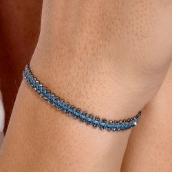 Bracelet cordon bleu LE MAGNIFIQUE - Macramé & Pierres fines Terahertz