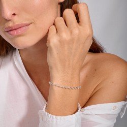 Bracelet élastique en argent L'ENERGIQUE - Mini tubes & Perles lisses TAILLE M