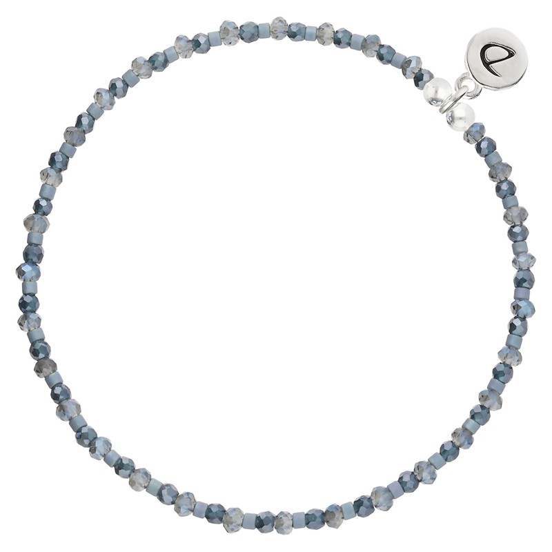 Bracelet fin élastiqué BLEU MATALA argent - Miyuki & Perles de verre DORIANE Bijoux