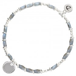 Bracelet élastique en argent BLEU PASTILLE CLOUTEE - Perles de verre DORIANE BIJOUX