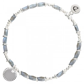 Bracelet élastique en argent BLEU PASTILLE CLOUTEE - Perles de verre DORIANE BIJOUX