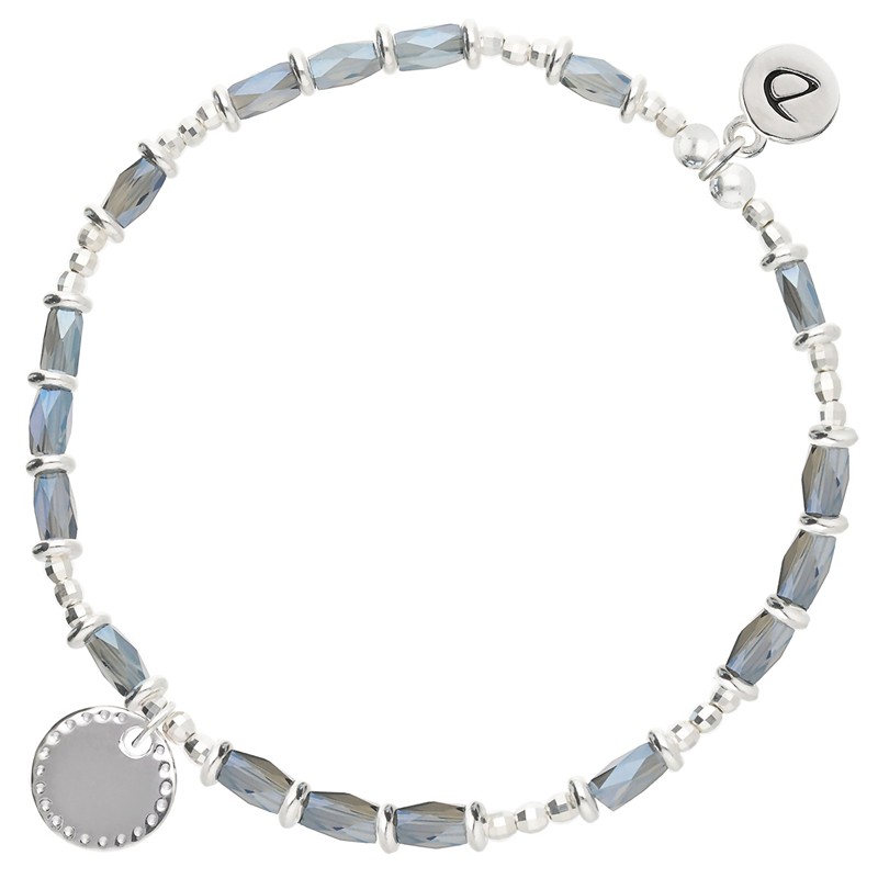 Bracelet élastique en argent BLEU PASTILLE CLOUTEE - Perles de verre DORIANE BIJOUX