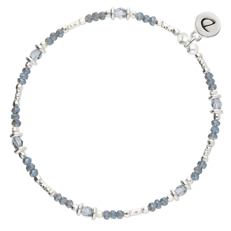 Bracelet élastique en argent LE RAFFINE - Perles de verre bleues DORIANE BIJOUX