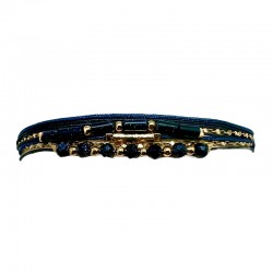 Bracelet multi-tours DONA BLEU MARINE 2 - Cordons, tubes & perles - BY GARANCE