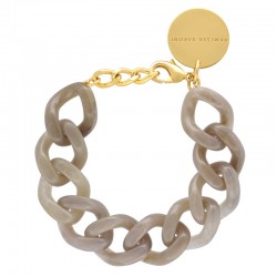 Bracelet MINI-FLAT CHAIN GREIGE MARBLE Doré, Maillons beige - VANESSA BARONI