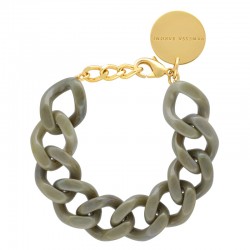 Bracelet MINI-FLAT CHAIN LIGHT OLIVE MARBLE Doré, Maillons vert kaki - VANESSA BARONI