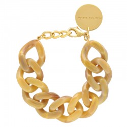 Bracelet FLAT CHAIN OCHER MARBLE Doré, Maillons jaune ocre - VANESSA BARONI