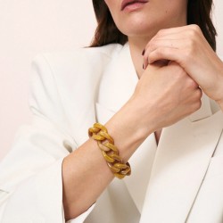 Bracelet FLAT CHAIN OCHER MARBLE Doré, Maillons jaune ocre