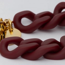 Bracelet FLAT CHAIN MATT BORDEAUX Doré, Maillons rouge bordeaux