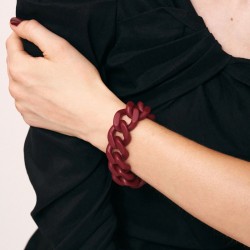 Bracelet FLAT CHAIN MATT BORDEAUX Doré, Maillons rouge bordeaux