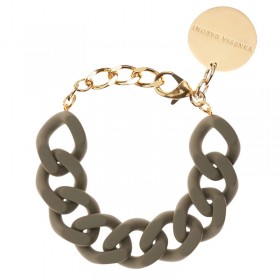 Bracelet FLAT CHAIN MATT OLIVE Doré, Maillons taupe vert olive - VANESSA BARONI