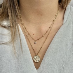 Collier double rangs GAD - Chaînes dorées & pendentifs étoilés chorange