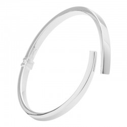 Bracelet jonc Bangle ouvert en Argent - Jonc Plat carré toi & moi TAILLE L