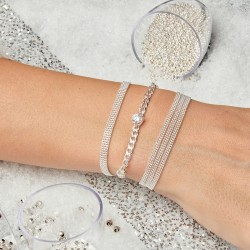 Bracelet gourmette - Quatre rangs Maille argent boule