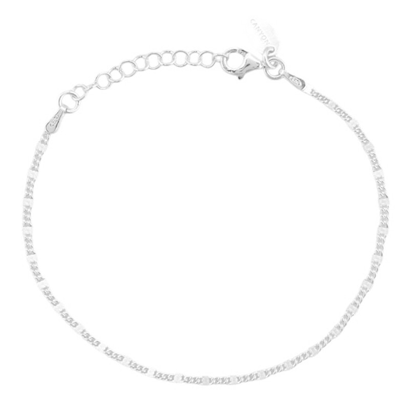 Bracelet fin en Argent - Chaînette ornée de mini-carrés - CANYON